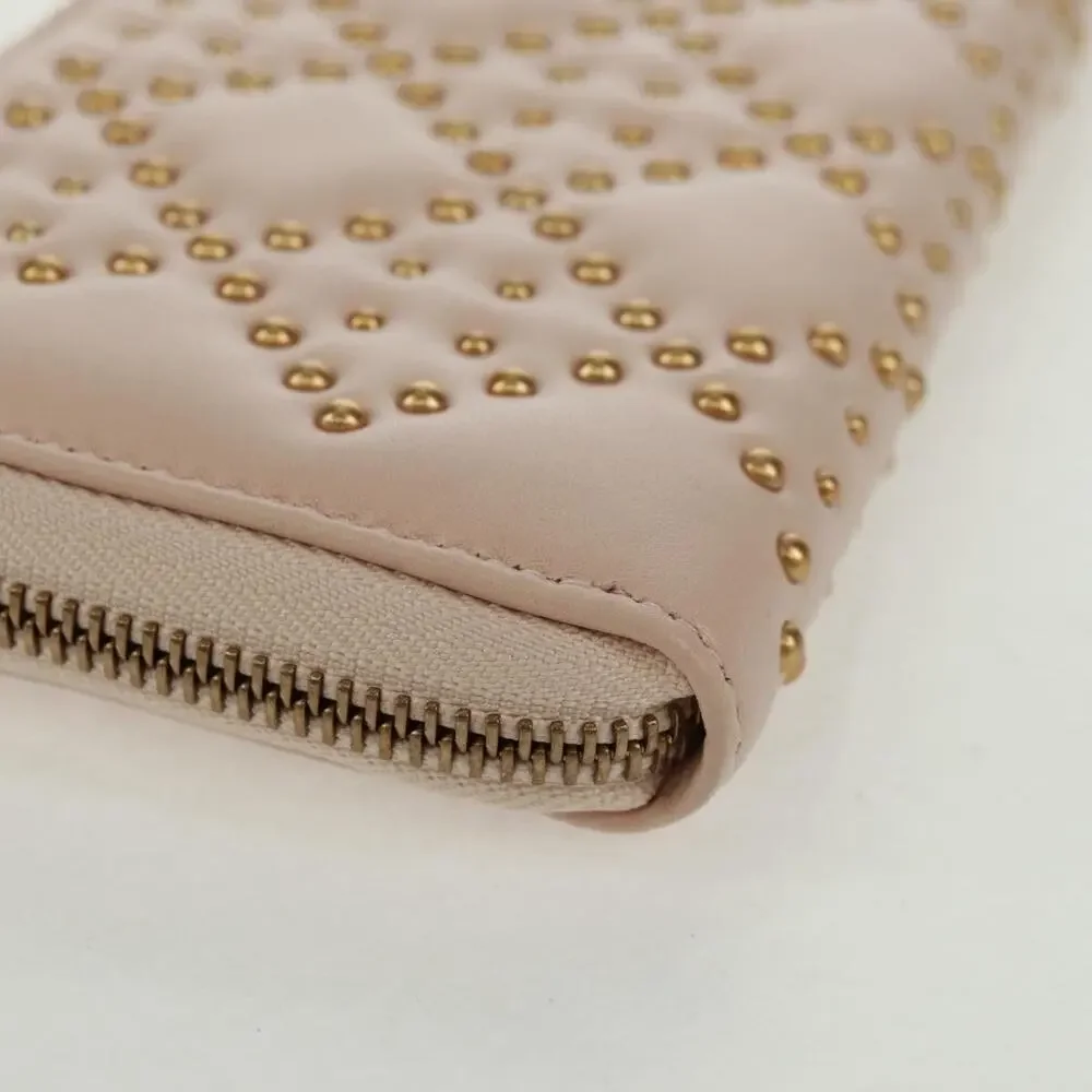 Dior Cannage Lambskin Studs Long Wallet Pink